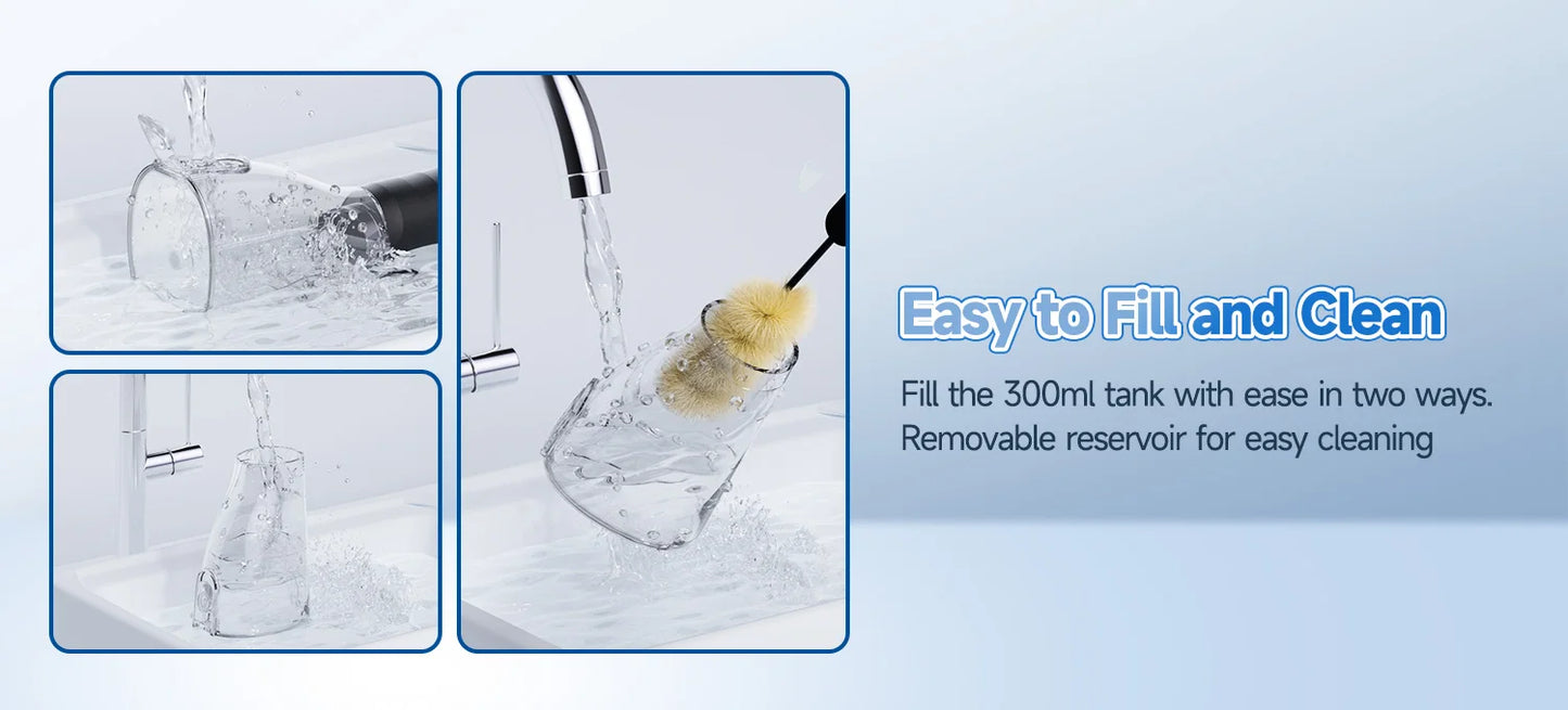 Electric Toothbrush & Water Flosser Combo – 3 Pressure Modes, 6 Jet Tips, 4 Brush Heads, 300ml Tank