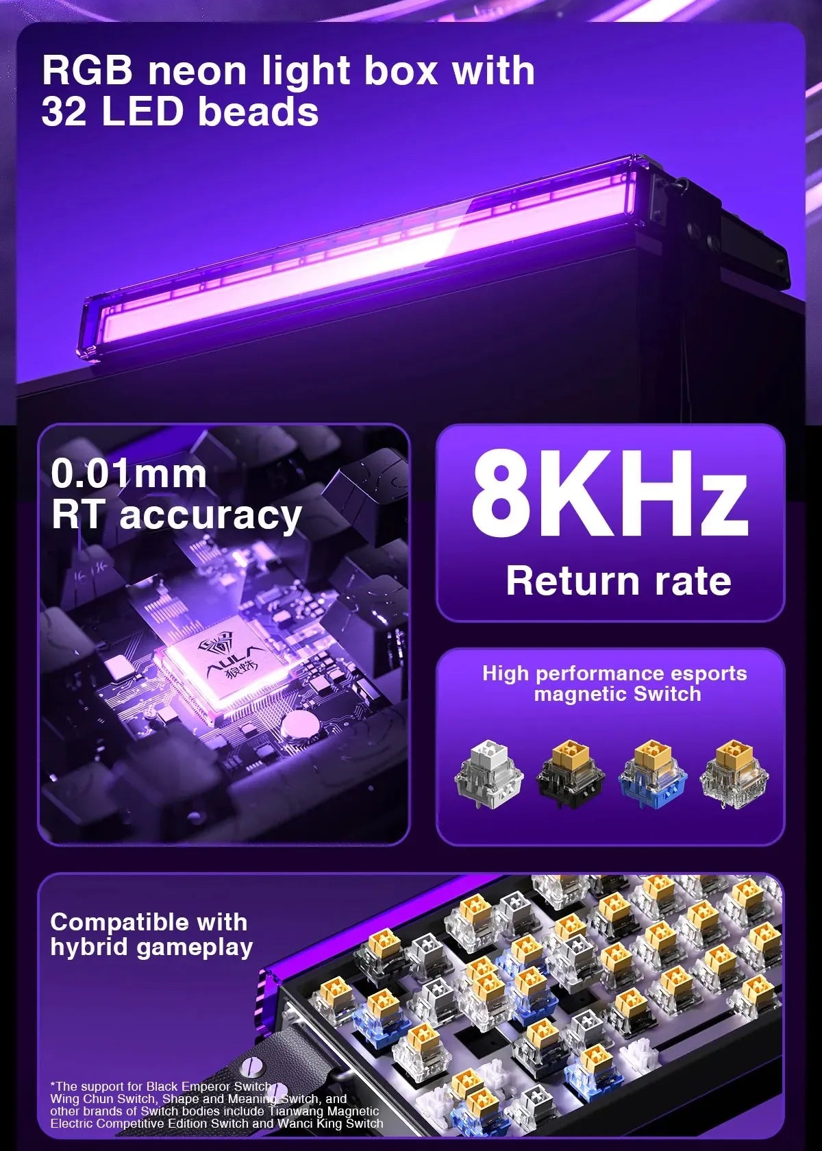 AULA HERO 68HE Magnetic Switch Keyboard – Rapid Trigger, 8K Polling, Hot-Swap, RGB, 68% Layout