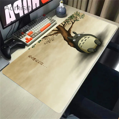 XXL Cartoon Cat Mousepad – 90x40cm HD Print, Non-Slip, Locking Edge Desk Mat
