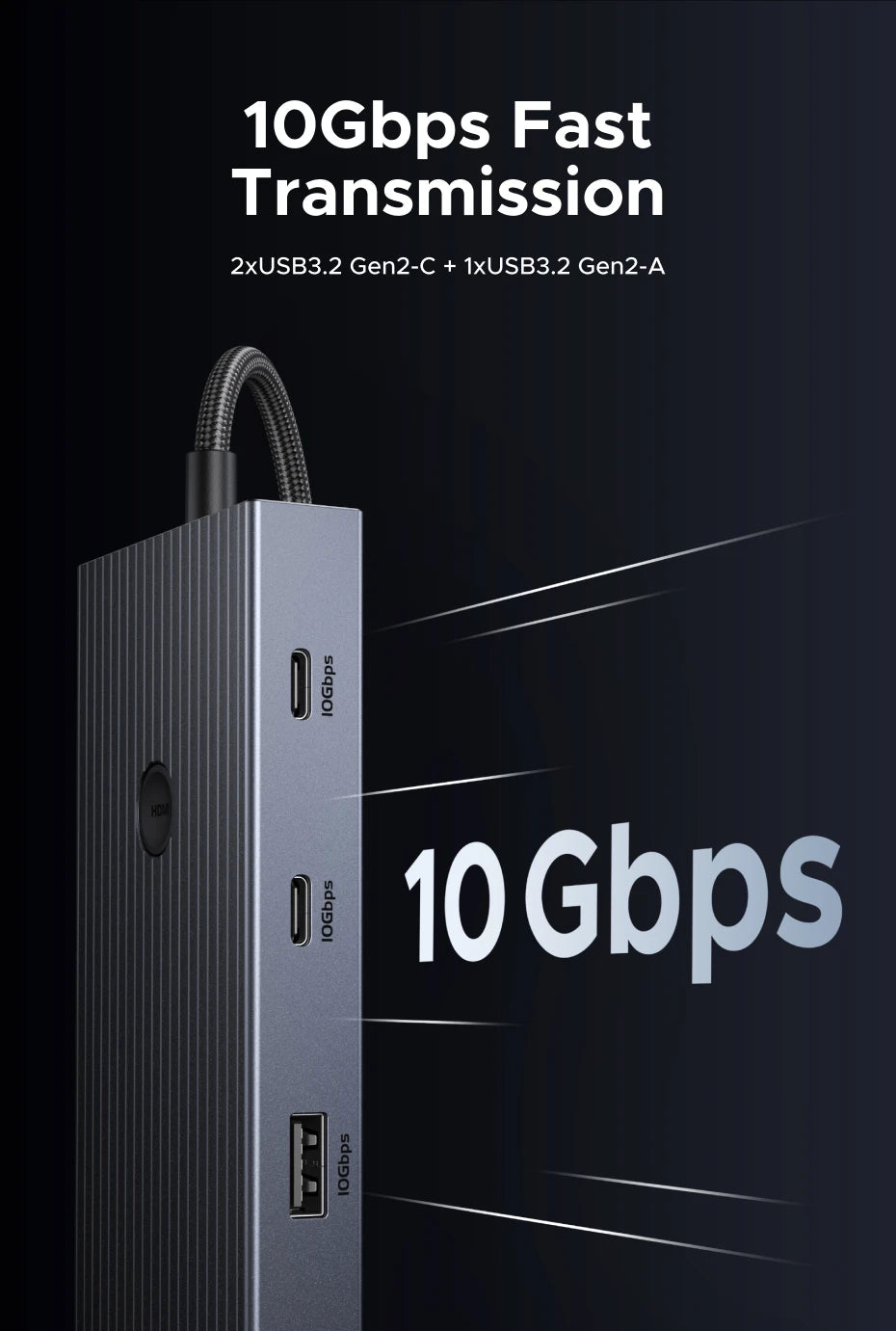 UGREEN 10Gbps USB C HUB 4K60Hz Type-C to HDMI RJ45 PD100W SD&TF USB Adapter for Macbook iPad Samsung Laptop Accessories Docking