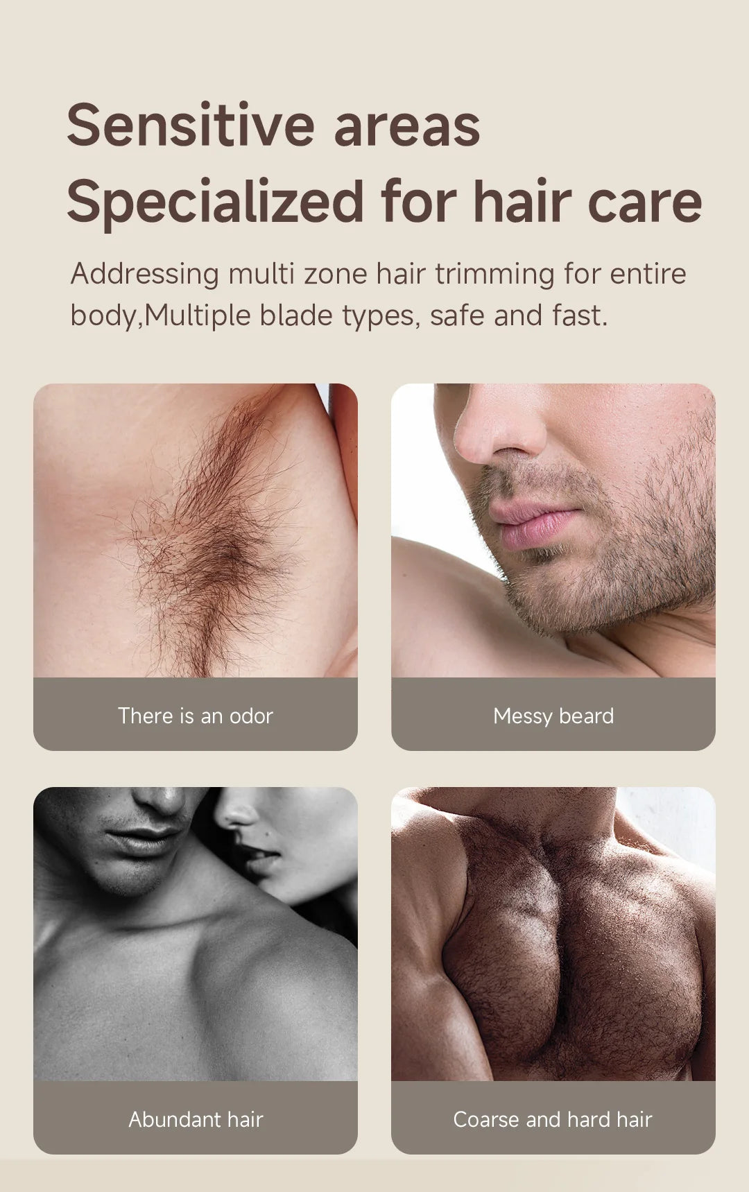 DOCO LAB 4-in-1 Electric Epilator & Hair Removal Trimmer – Cordless, Painless, Body & Bikini, Gift for Men & Women