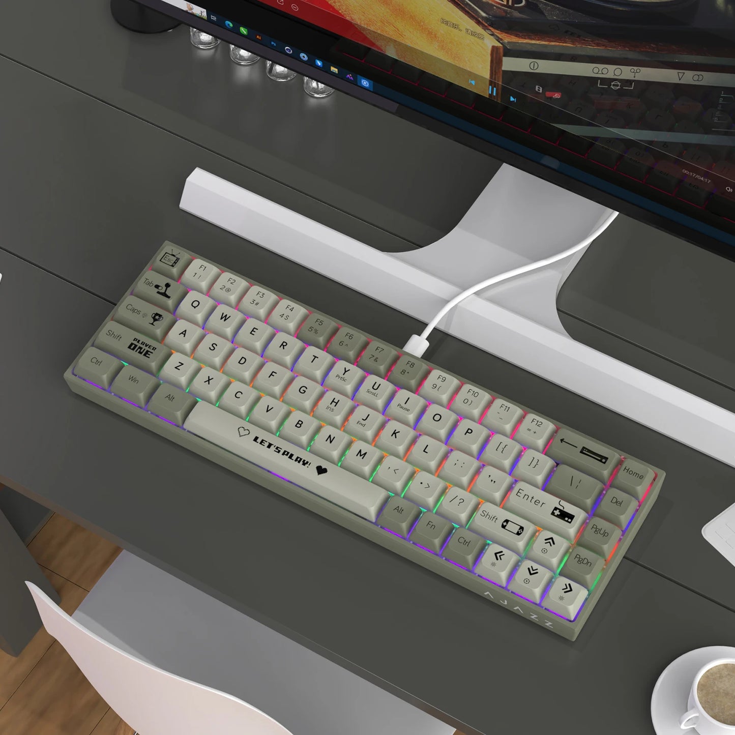 AJAZZ AK680 65% Mechanical Keyboard – Hot-Swap, RGB, Gasket Mount, 5 Colors