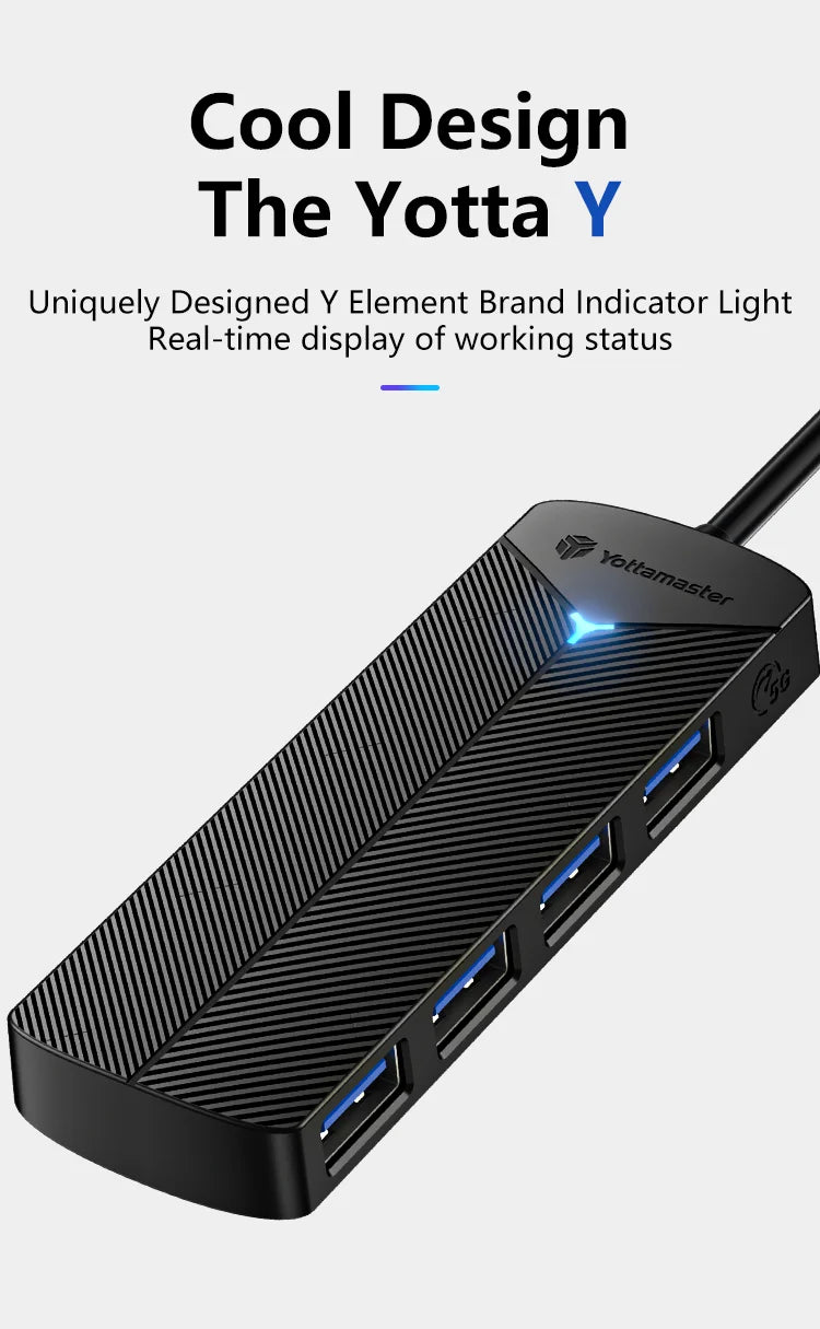 Yottamaster 4-in-1 USB 3.0 Hub | 5Gbps | Ultra-Slim OTG Adapter | USB-A & Type-C | For PC & Mac