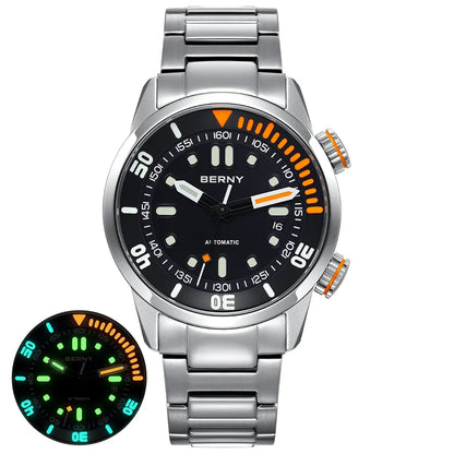BERNY Automatic Dive Watch – Sapphire Crystal, 200M Water Resistant, NH35 Movement