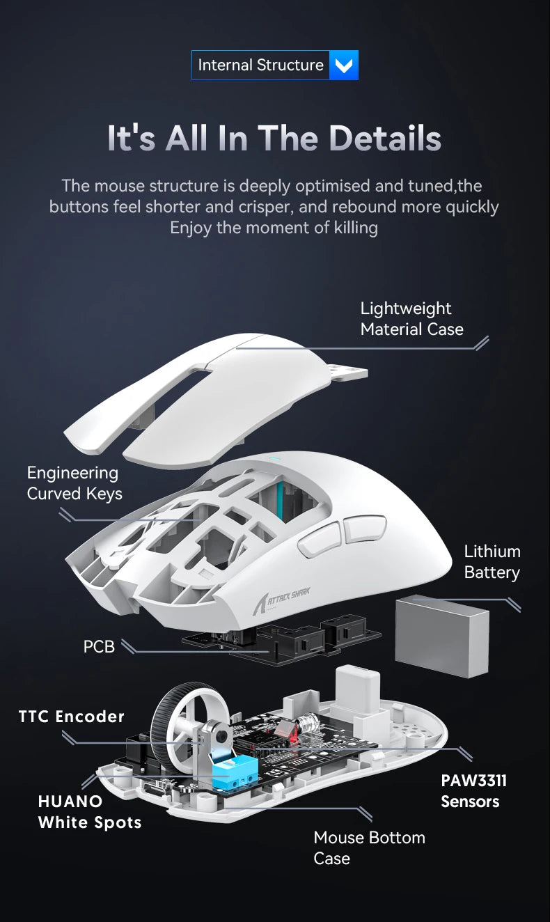 ATTACK SHARK X11 Lightweight Wireless Gaming Mouse – 22K DPI, PAW3311