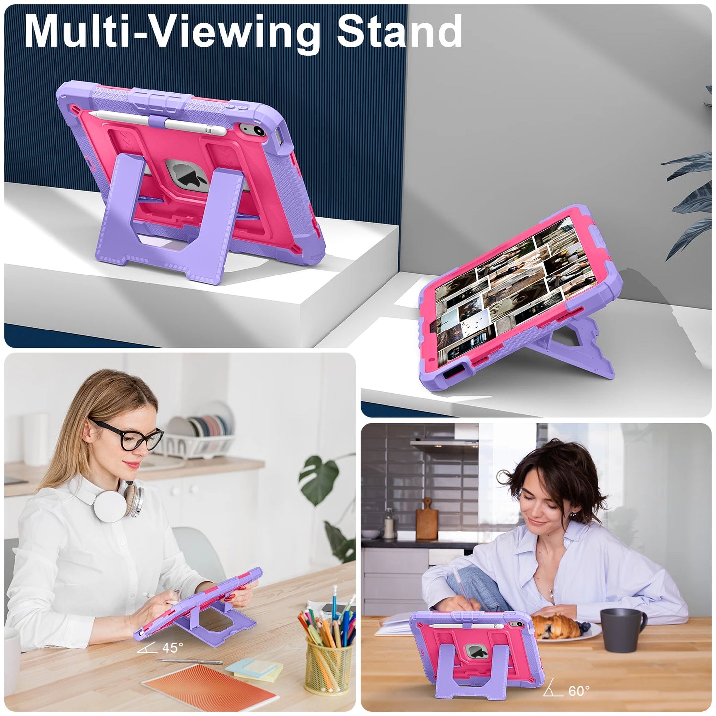 Hybrid 3-Layer Shockproof iPad Case with Shoulder Strap – 11" 2025 / 10.9" 2022