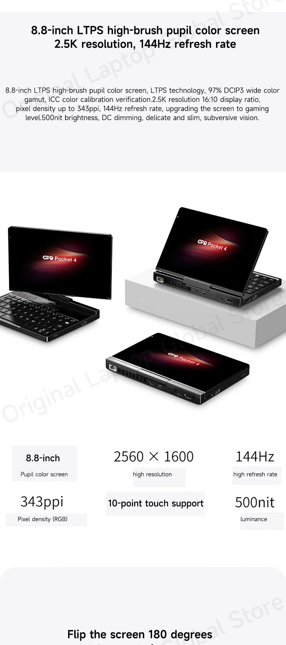GPD Pocket 4 Mini Laptop – 8.8" 2.5K 144Hz, AMD Ryzen 7 8840U / AI 9 HX 370, Up to 32GB RAM