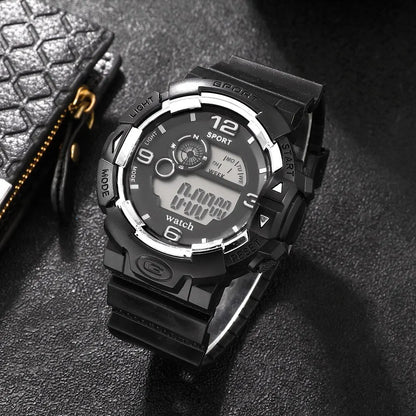 Men's Luminous Military LED Digital Watch - Waterproof, Silicone Strap, Calendar Display