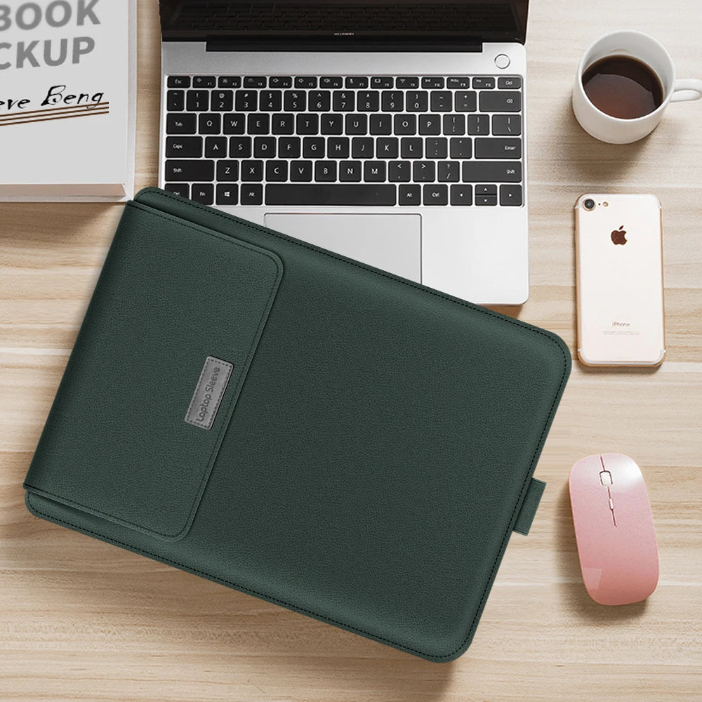 Laptop Sleeve Bag for MacBook Air 13 M4/M3/M2/M1, Pro 13/14/16, Huawei, ASUS, Dell – 11–16", PU Leather