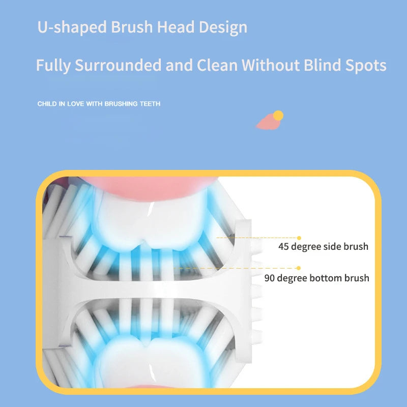 360° U-Type Electric Toothbrush – Adults & Kids, USB Charging, Teeth Whitening