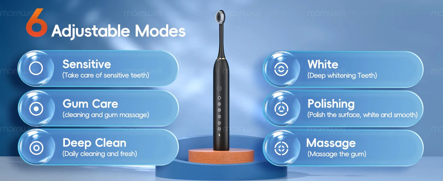 Mornwell D52 Portable Water Flosser + X3 Electric Toothbrush Combo – 4 Modes, 300ml Tank, Rechargeable, Travel-Ready