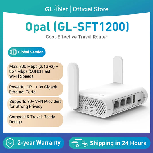 GL.iNet Opal GL-SFT1200 – Dual-Band Travel Router, VPN, Tor, OpenWrt, Gigabit