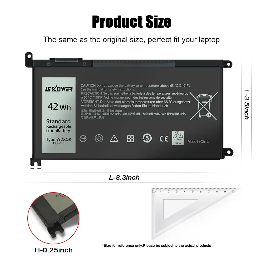 SKOWER Dell Vostro & Inspiron Replacement Battery WDX0R 42Wh — 5468 5471 5568 7368 7460 7472