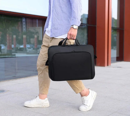 Waterproof Laptop Briefcase Bag – 15", 15.6", 17", Nylon, Dual Zipper, Shoulder Strap