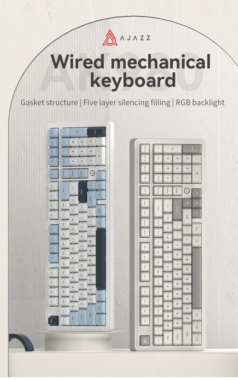 AJAZZ AK980 Mechanical Keyboard – 98-Key, Wired, Hot-Swap, Gasket Mount, RGB, CE/RoHS