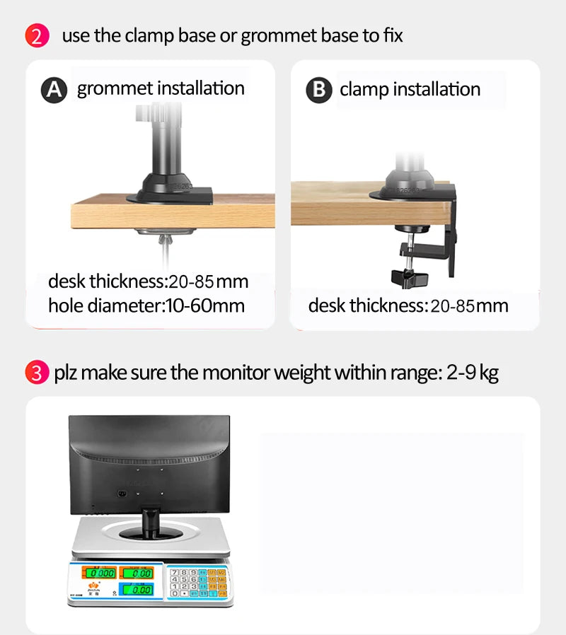 NB H180 Double monitor desk Holder Arm Gas Spring Full Motion 17"-27" LCD TV Mount ergonomic dual arm clamp bracket 2-9kgs each