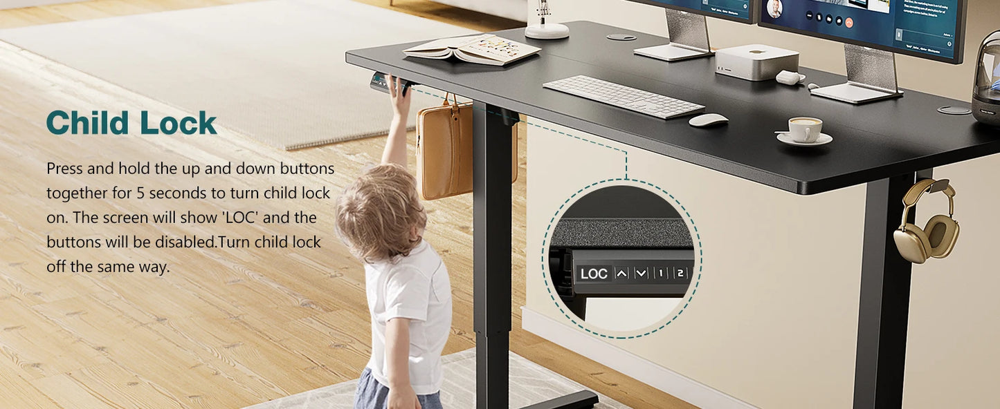 JHK Electric Standing Desk – Height Adjustable Ergonomic Workstation for Home Office