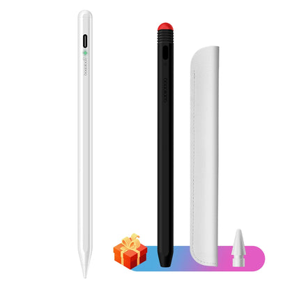 GOOJODOQ Bluetooth Stylus Pen for iPad | Apple Pencil 1 & 2 Compatible | Pro 11/12.9, Air 4/5, 2018–2023 | White / With Cover