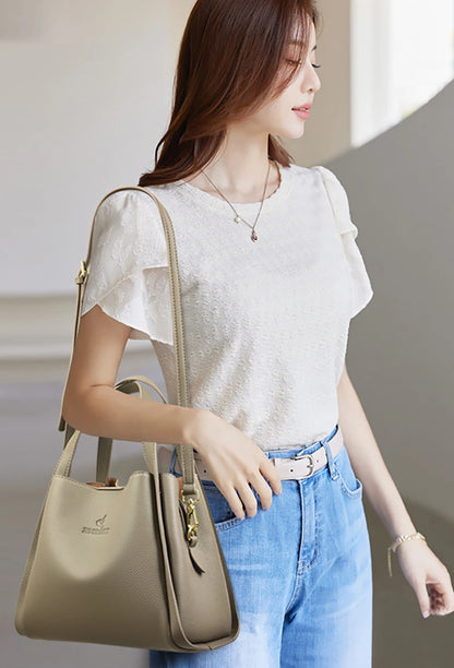 Soft PU Leather Tote Bag - Large Capacity Women's Shoulder Handbag