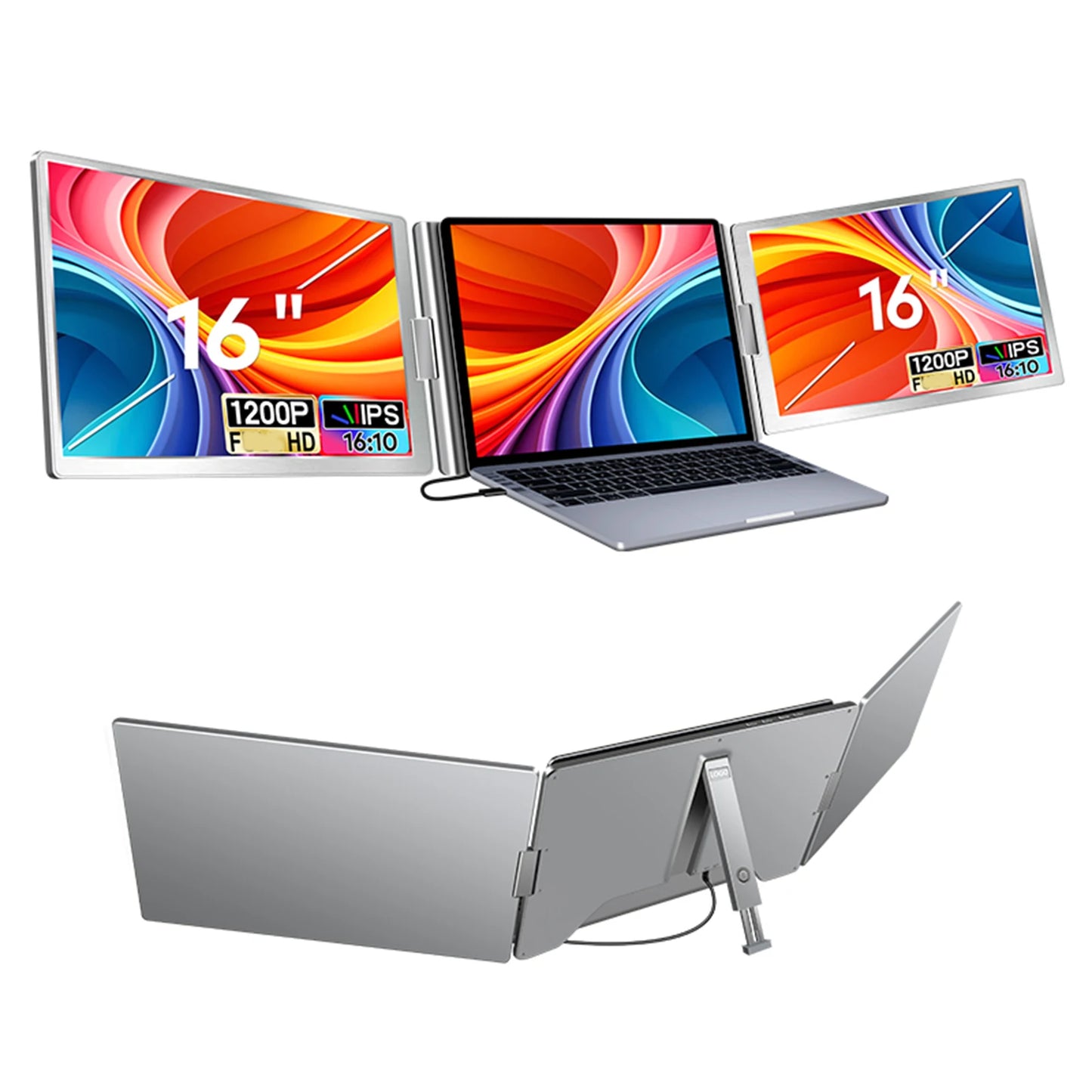 16" Laptop Screen Extender – FHD Triple Monitor for 12-18.5" Laptops