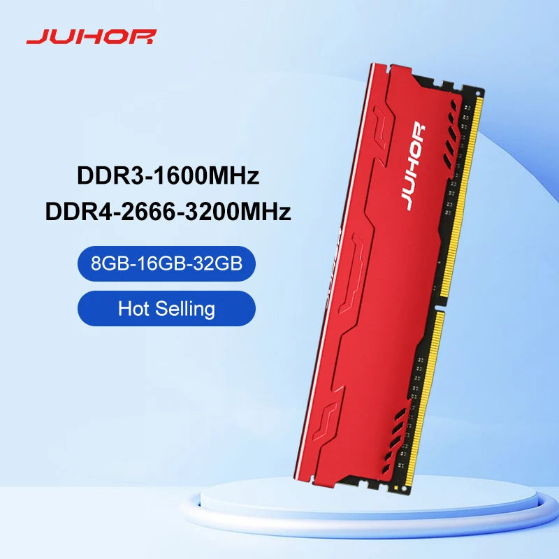 JUHOR Desktop RAM – DDR4 8GB/16GB/32GB 2666/3200MHz & DDR3 8GB 1600MHz with Heatsink