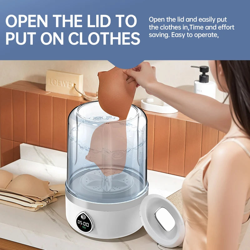 Mi Portable Mini Washing Machine 1.5L — Wireless Underwear & Socks Cleaner, LED Laundry Bucket