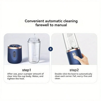 Portable Dual Cup Juicer Blender – USB Rechargeable Mini Smoothie Maker with Travel Lid