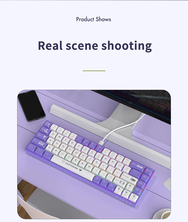 AJAZZ AK680 65% Wired Gaming Mechanical Keyboard – Hot Swap, Gasket Mount, Custom Keycap