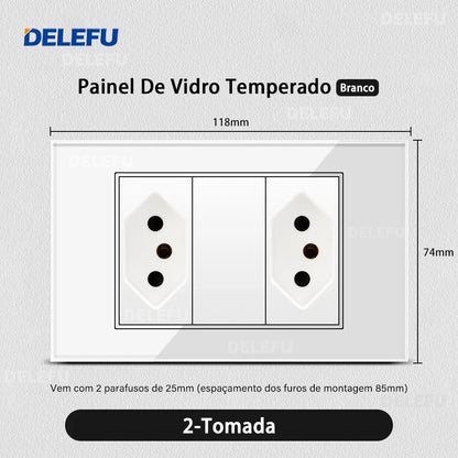 DELEFU Tempered Glass Smart Wall Socket with USB-C | Tuya WiFi | 10A–20A