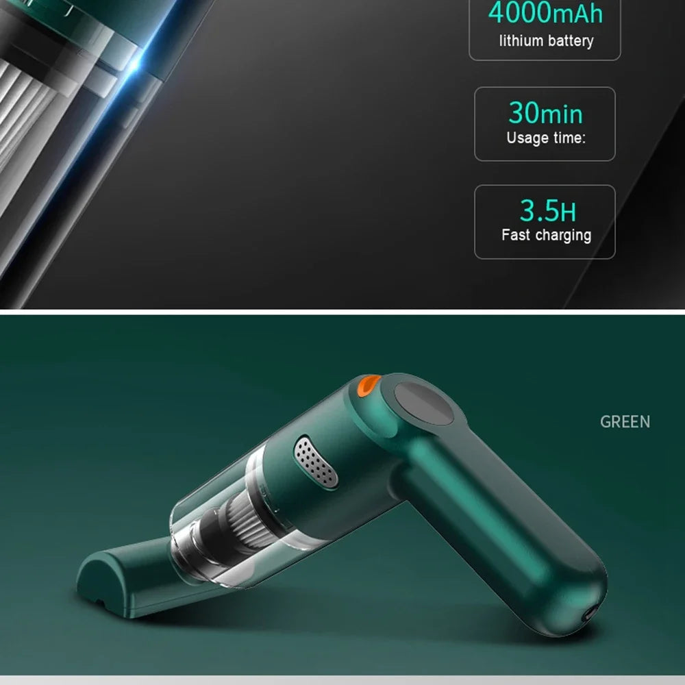 10,000Pa Handheld Vacuum Cleaner – Wireless, 25W, Bagless, Pet Hair, Car & Home (White / Black)