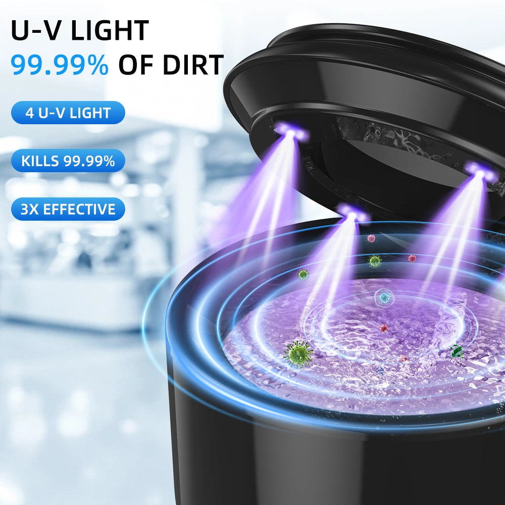 KUNPHY Dental Pod Ultrasonic Retainer Cleaner 200ml – UV Sterilization, 3 Modes for Aligners & Night Guards