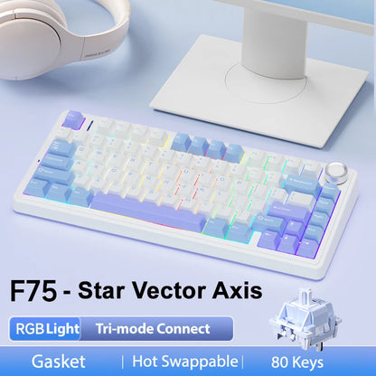 AULA F75 Mechanical Keyboard – 75% Layout, Tri-Mode (2.4G/BT/USB), RGB, Hot-Swap, PBT Keycaps