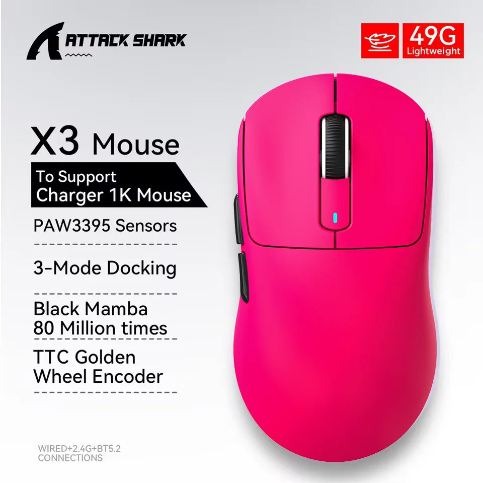 ATTACK SHARK X3 / X3 Pro Wireless Gaming Mouse – 26K DPI, 8K Hz, Tri-Mode, Ultra-Light