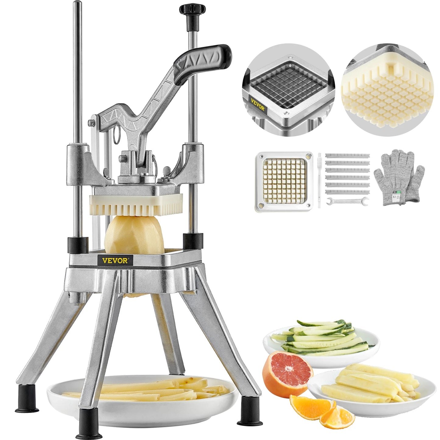 SucceBuy Professional Food Dicer | French Fry & Vegetable Cutter | Stainless Steel | EU Stock