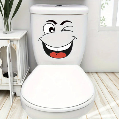 Cartoon Face Stickers 4-Sheet Set | Fun Home Decor for Trash Cans & Toilet