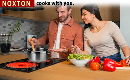 NOXTON 2-Zone Ceramic Hob – Plug-In, 99-Min Timer, Safety Lock, Countertop & Built-In, US 110V / EU-UK 220V