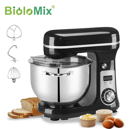 BioloMix BM601 1200W Kitchen Stand Mixer – 6L Stainless Bowl, 6-Speed, Quiet DC Motor