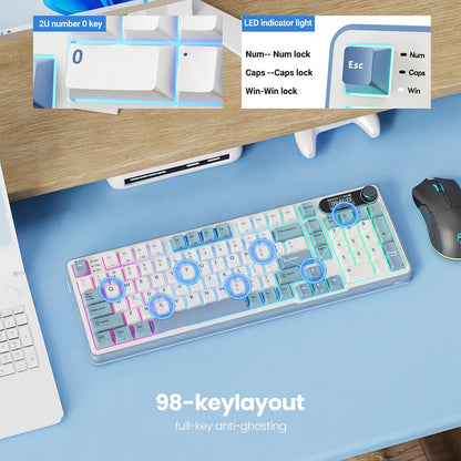 RK Royal Kludge S98 Wireless Mechanical Keyboard – 98 Key, Hot-Swap, TFT Screen, BT5.0/2.4G/USB-C