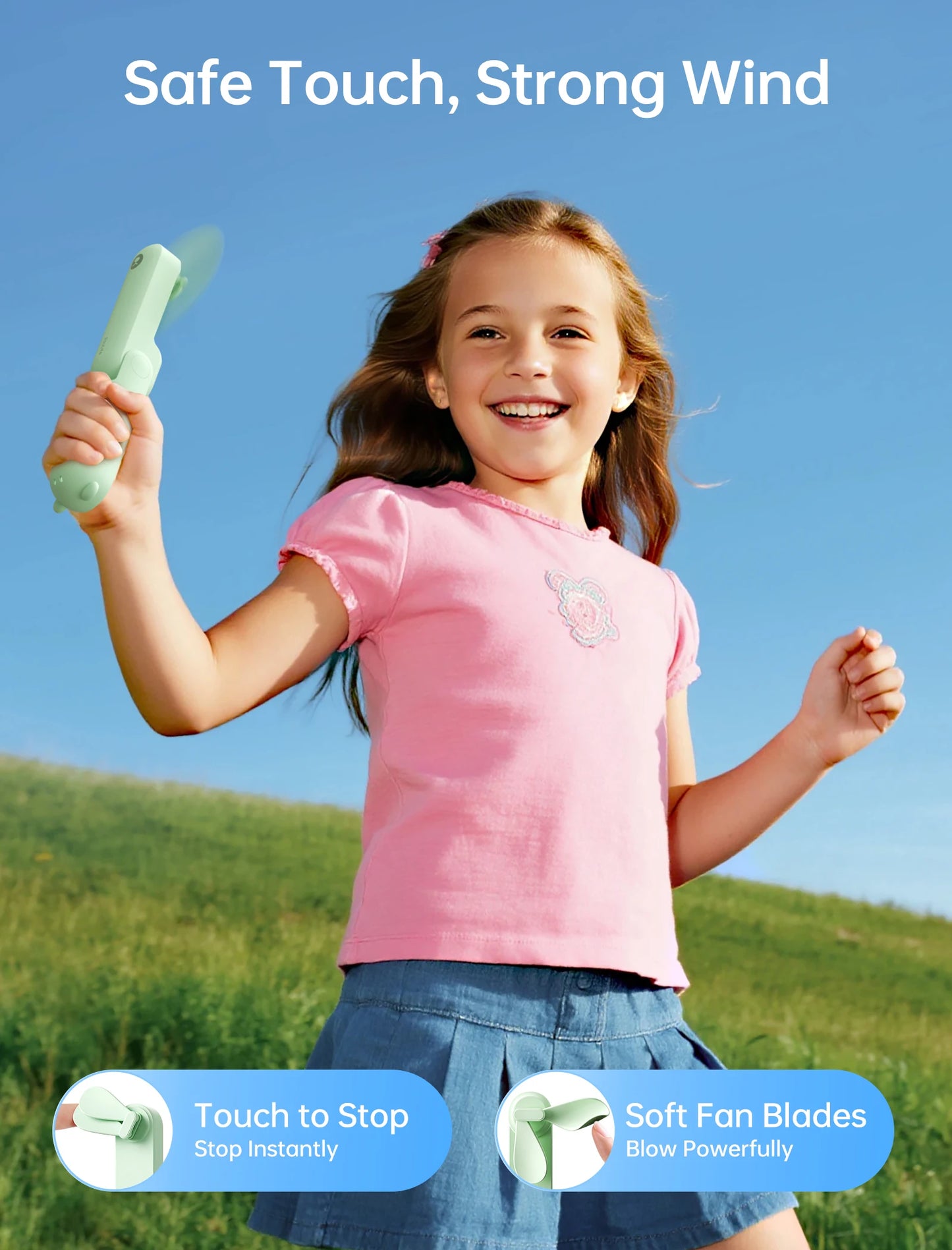 JISULIFE Portable Handheld Fan with Power Bank & Flashlight