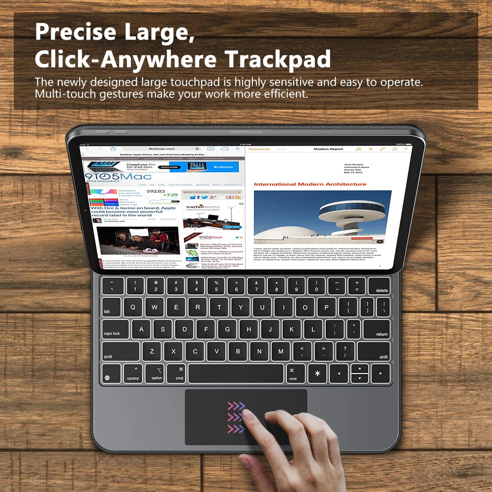 GOOJODOQ Magic Keyboard Case for iPad Pro 11 M4, Air 4/5/6 – PD18W, Pogo Pin, Gesture Trackpad