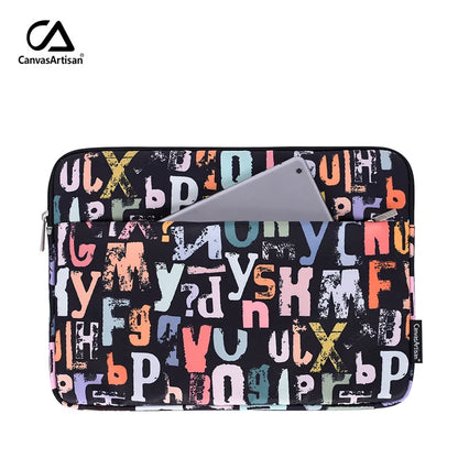 Laptop Sleeve Bag 11–15.6 Inch – Canvas, Zipper, for MacBook, Lenovo, HP, Acer – Multiple Prints