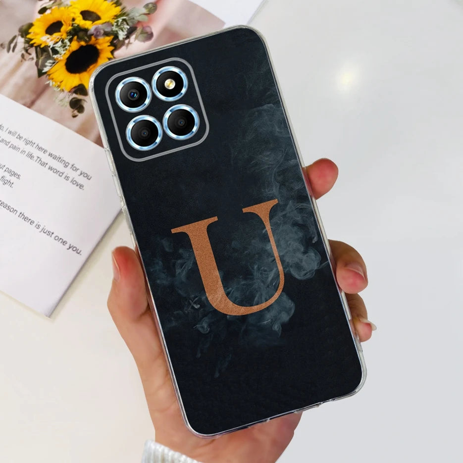 Clear silicone phone case for Honor 70 Lite, soft TPU transparent cover showcasing the phone's design