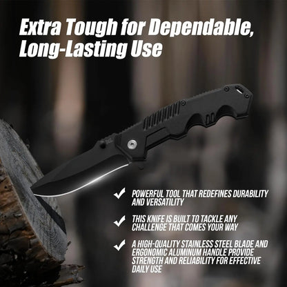Stainless Steel Folding Pocket Knife with Clip – EDC Camping & Fishing Knife