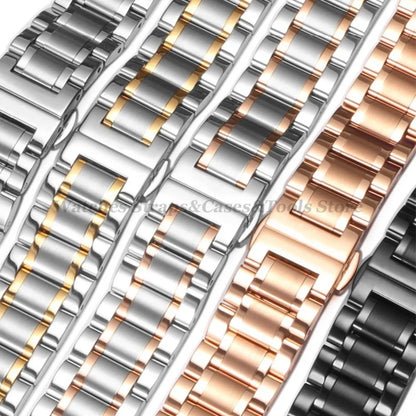 Curved End Solid Stainless Steel Watch Strap – Universal 12–24mm with Butterfly Clasp