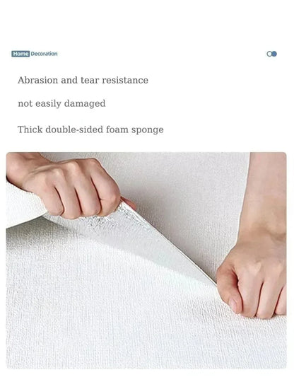 Self-Adhesive 3D Foam Wall Panel – Linen PVC Texture Waterproof 50cm