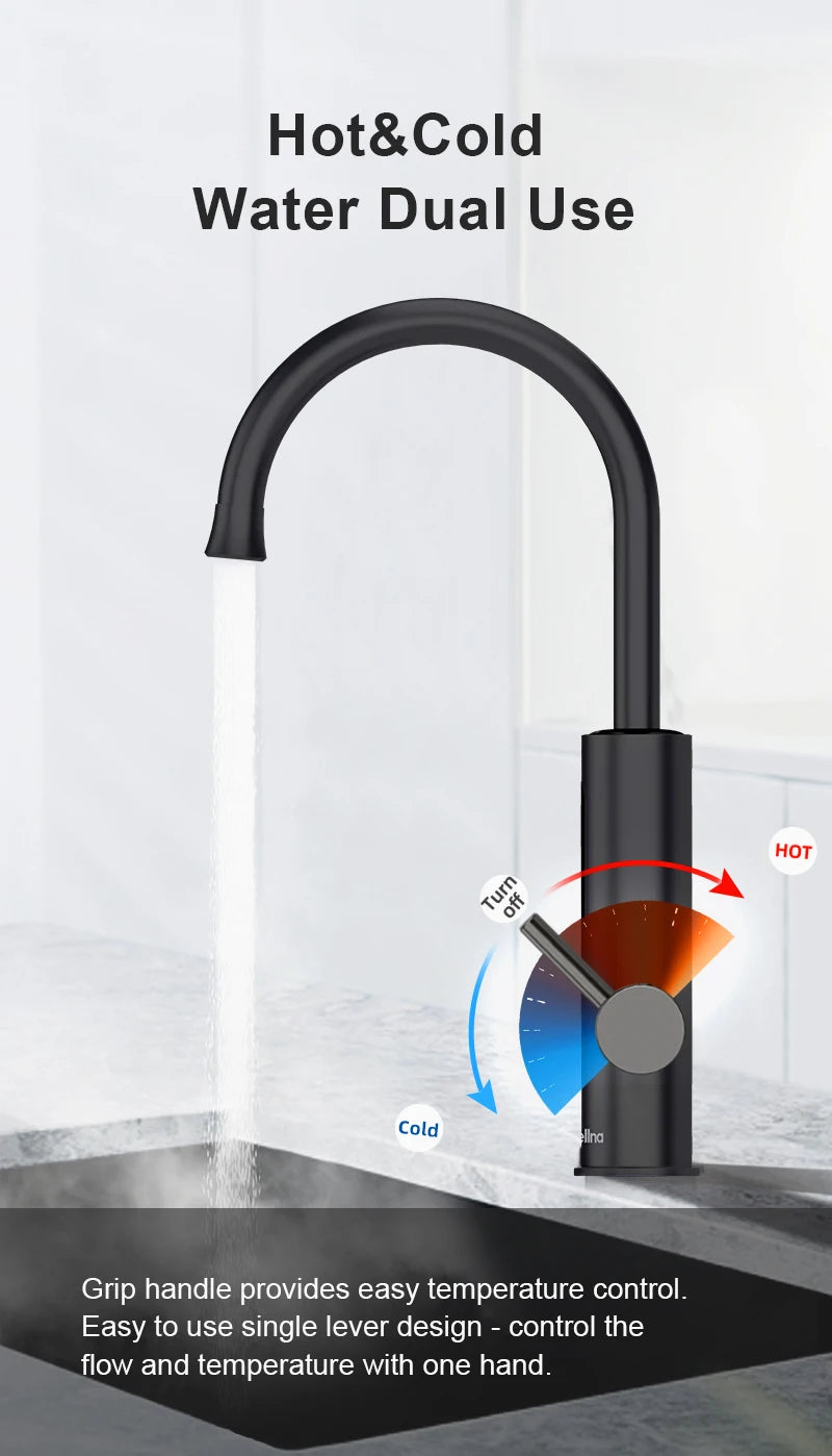 Briwellna 2-in-1 Instant Electric Water Heater Faucet | 3300W | 220V | Kitchen & Bathroom | CE Certified | EU Plug