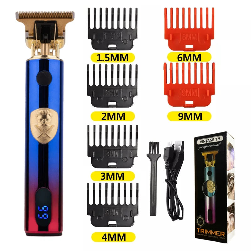 R.E.D. Shopping T9 LCD electric hair clipper with oil head precision trimmer for men, featuring a sleek design and LCD display