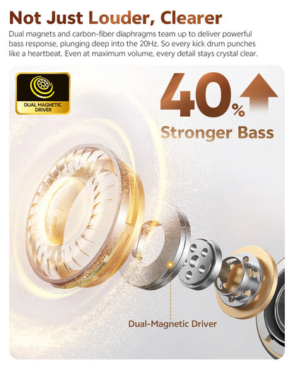 QCY Crossky C50 Open-Ear Clip-On Wireless Earbuds – Bluetooth 6.0, 4 AI Mics, Bass Boost, 60Hrs