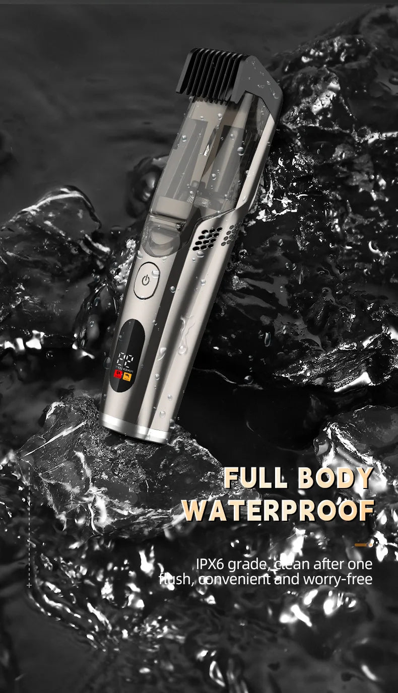 Vacuum Body Trimmer for Men – Groin, Chest & Body Hair Shaver with Built-In Vacuum