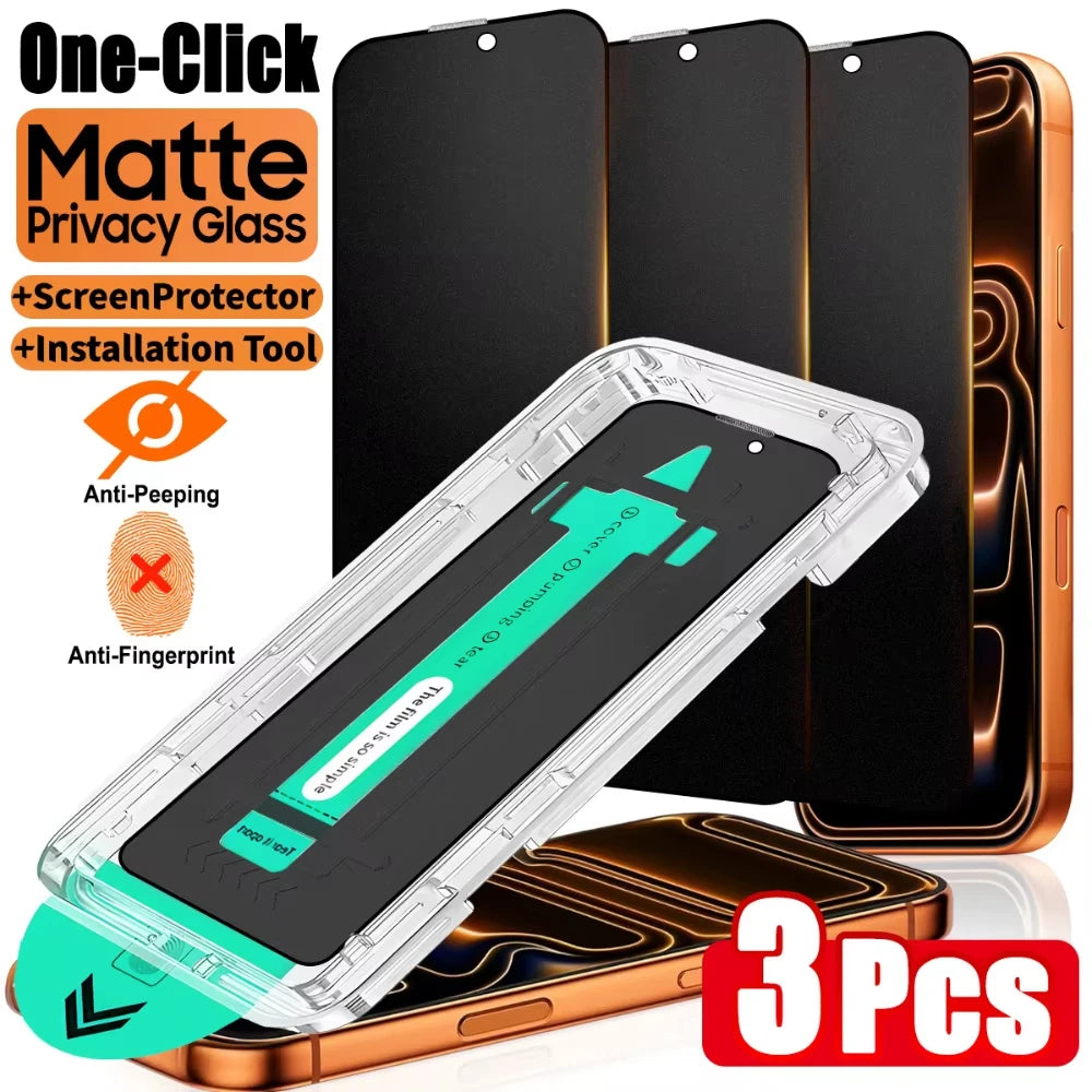 Matte Privacy Screen Protector for iPhone | Anti-Spy Dust-Free Tempered Glass for iPhone 11-17 Pro Max, 16E, XR